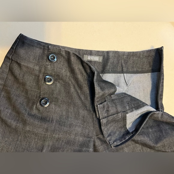 Size 4 Tall | Wide Leg Sailor Side Zip Jeans | Kenneth Cole Reaction | Charcoal - Picture 7 of 15